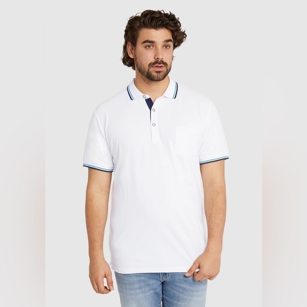 Johnny Bigg WHITE BECKETT TIPPED POLO 4XL NEW
